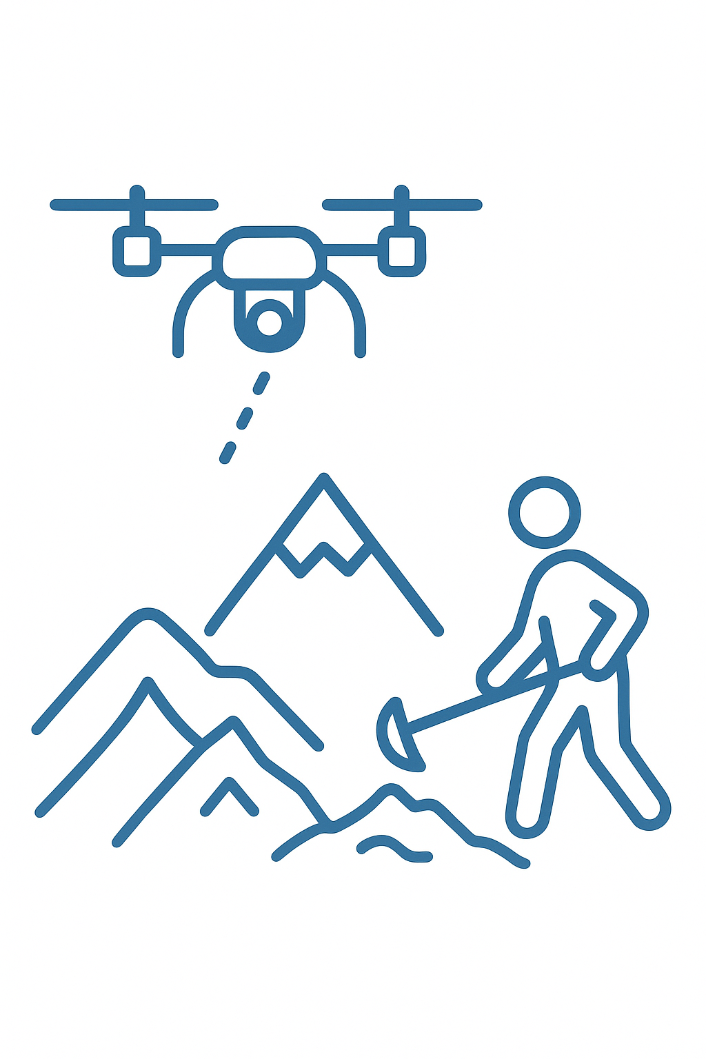 Drone surveying a mining site