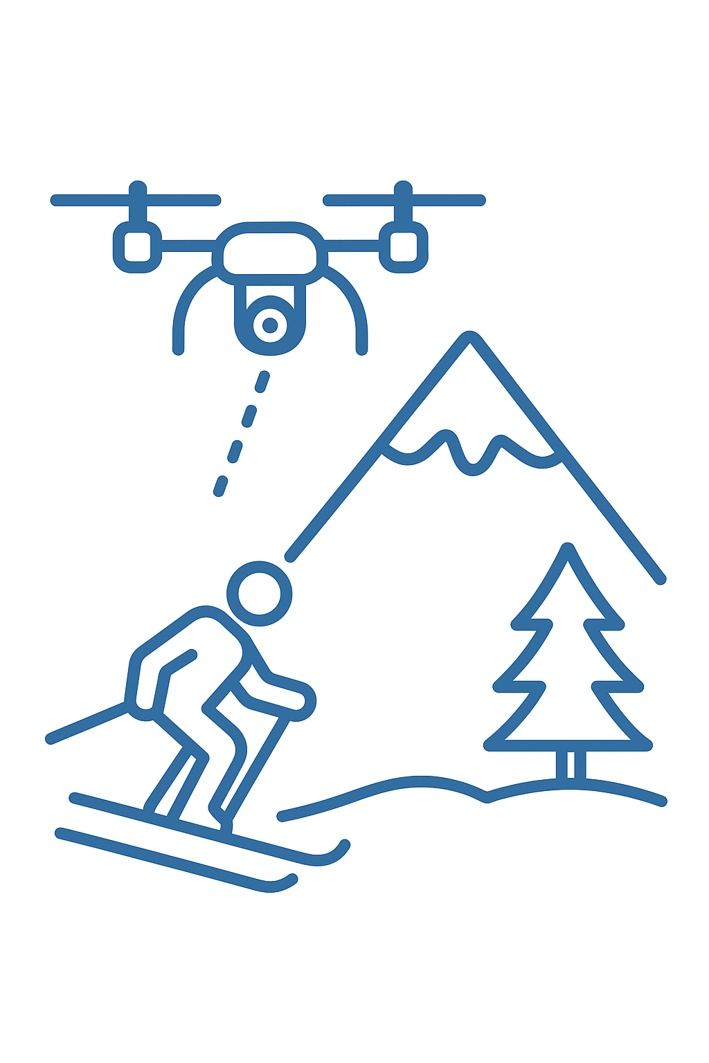 Drone over a ski resort